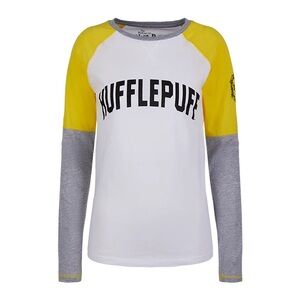 Women’s Hufflepuff Long Sleeve Shirt - Yellow, Gray, and White